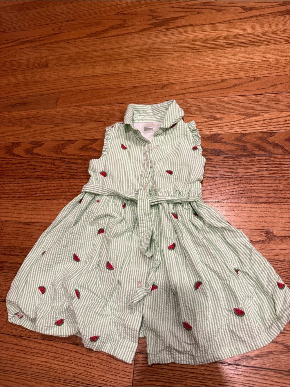 Vintage Gymboree girl size 3T Girls Green Seersucker Watermelon Dress